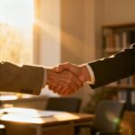 事業承継の握手、世代交代のイメージ